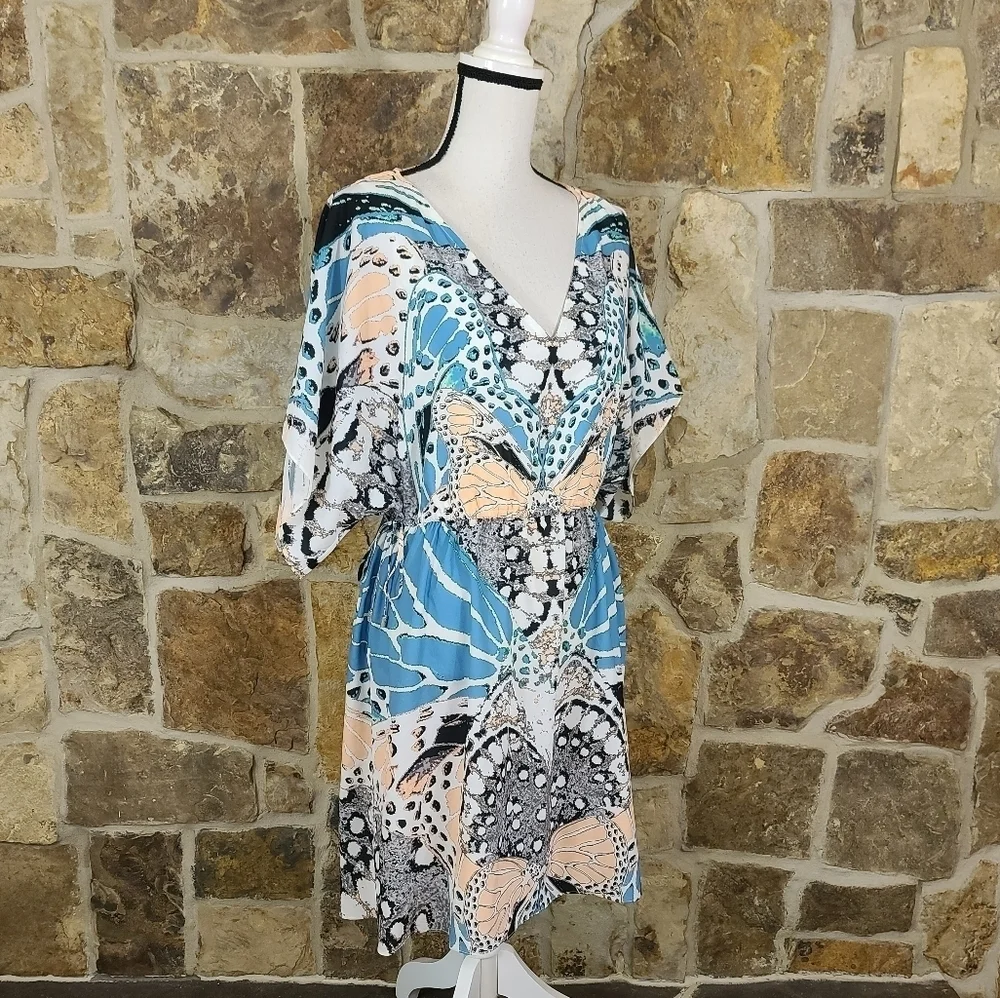 Hale Bob M MEDIUM Moth Butterfly Print Dress - Picture 6 of 11